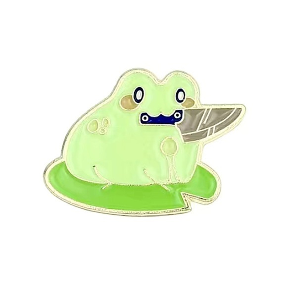(3/$15) Frog With Knife Enamel Pin - Picture 1 of 2
